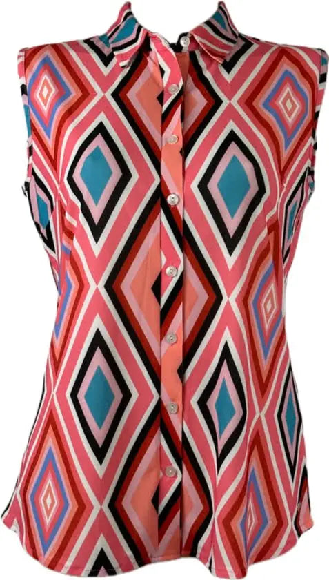 Angelle Milan – Travelkleding voor dames – Roze Mouwloze Blouse – Ademend – Kreukherstellend – Duurzame blouse - Mapsy B.V