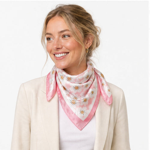Vierkante Sjaal 70x70 Satijnlook – Madeliefjes