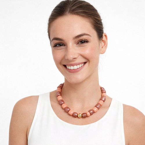 HS Ketting - Met Gouden Touch - statement detail - 14 kleuren - MODEL_FRONT