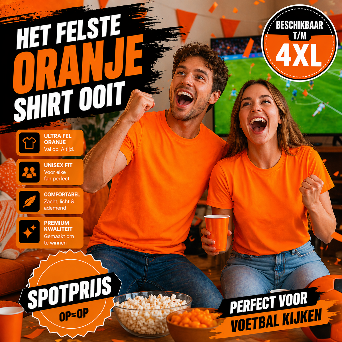 HS Oranje T-Shirt - Het Felste Shirt Ooit - In 7 Maten! - XL