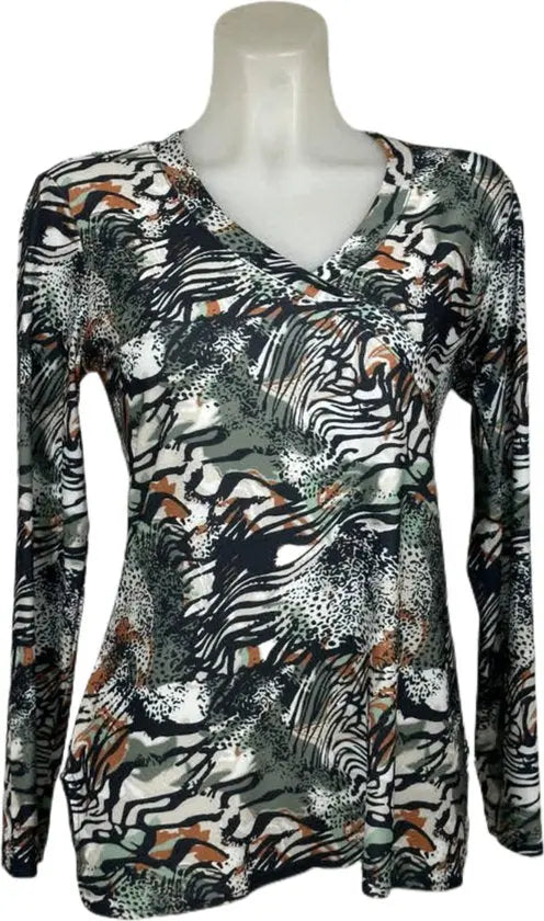 Angelle Milan – travelstof blouse – Mint zwart/witte Blouse – Ademend – Kreukvrij – Duurzame Blouse - Mapsy B.V