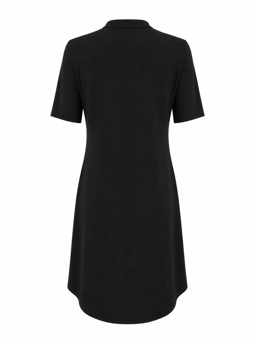 Angelle Milan Travelstof Jurk - Zwart Effen