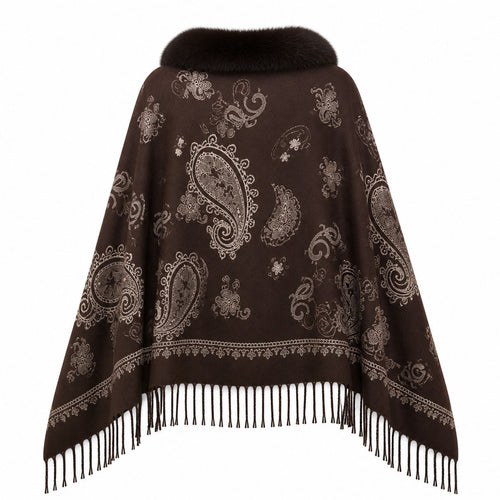 Paisley Stola met Faux Fur Rand - 65x180 cm