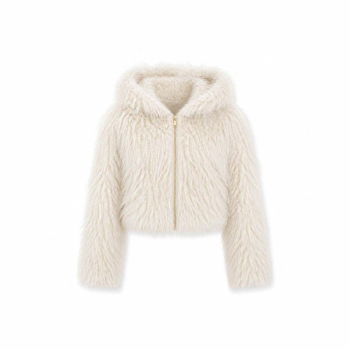 Shaggy Faux Fur Jas met Capuchon - One Size