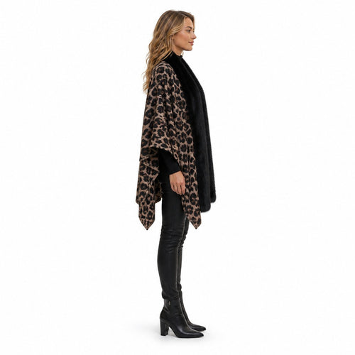 Stola Luipaardprint met Faux Fur Rand - 60x200 cm