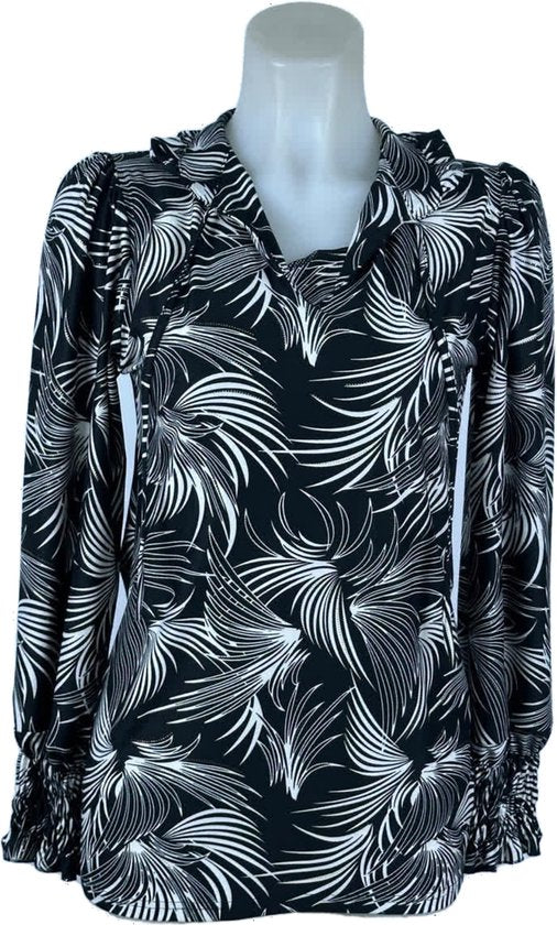 Royal Style – travelstof blouse – Zwart/Witte blouse – Ademend – Kreukvrij – Duurzame Blouse - Mapsy B.V