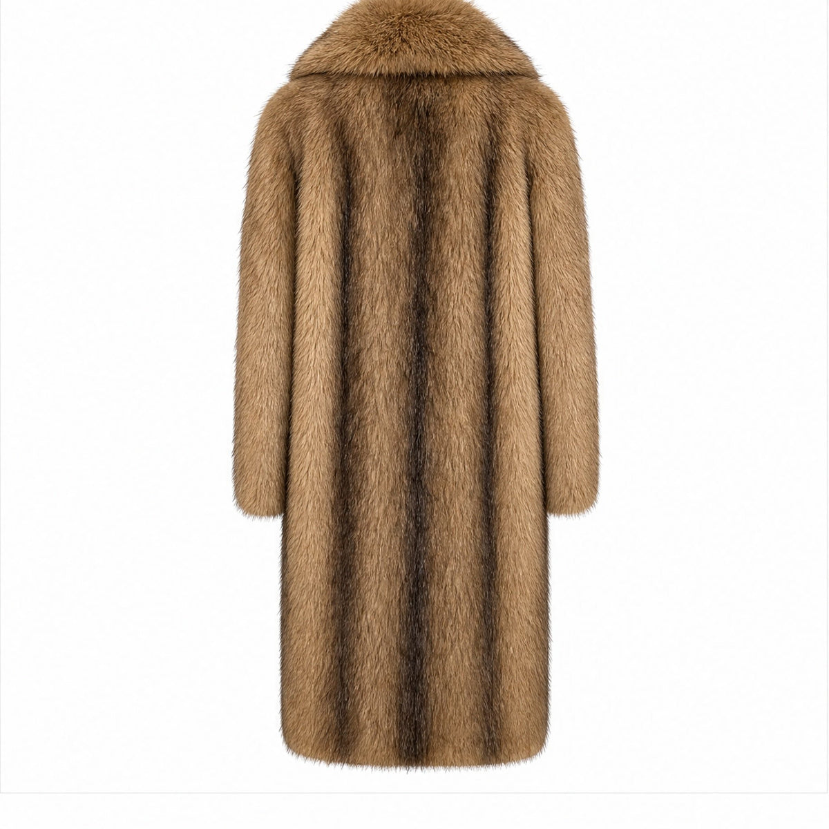 Lange Faux Fur Jas - One Size - Donkerbruin & Camel