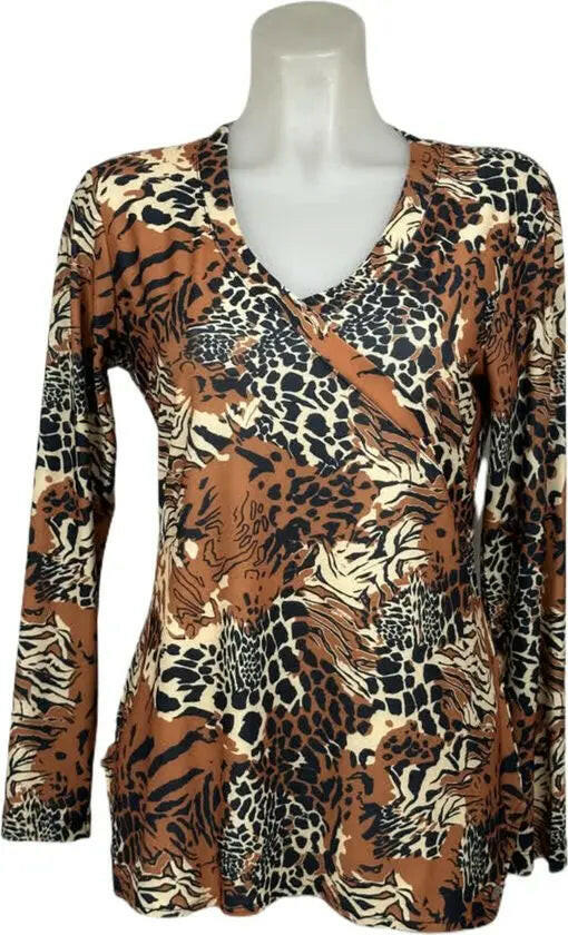 Angelle Milan – travelstof blouse – Multibruine zebra Blouse – Ademend – Kreukvrij – Duurzame Blouse - Mapsy B.V