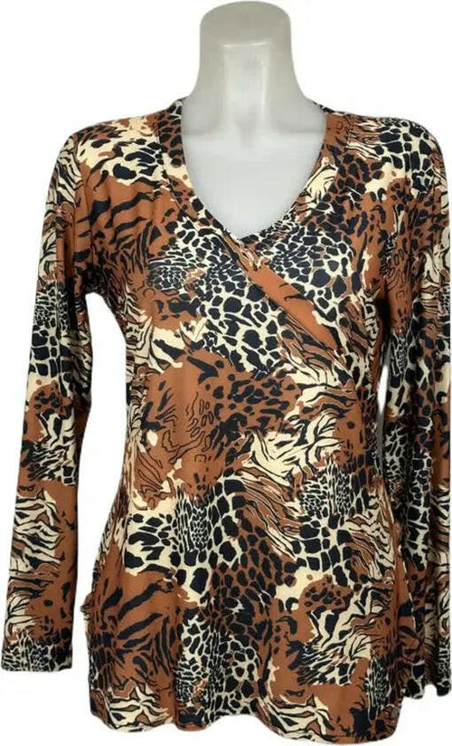 Angelle Milan – travelstof blouse – Multibruine zebra Blouse – Ademend – Kreukvrij – Duurzame Blouse - Mapsy B.V