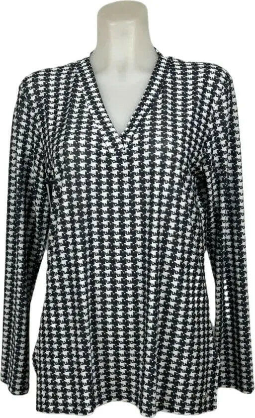 Angelle Milan – travelstof blouse – Zwart/Witte Patroon blouse – Ademend – Kreukvrij - Mapsy B.V