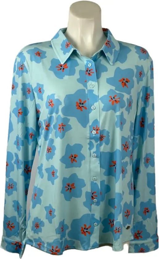 Angelle Milan - Lichtblauwe travelstof blouse voor Dames - Travelstof - Ademend - Kreukherstellend - Duurzaam - in 5 maten! - Mapsy B.V