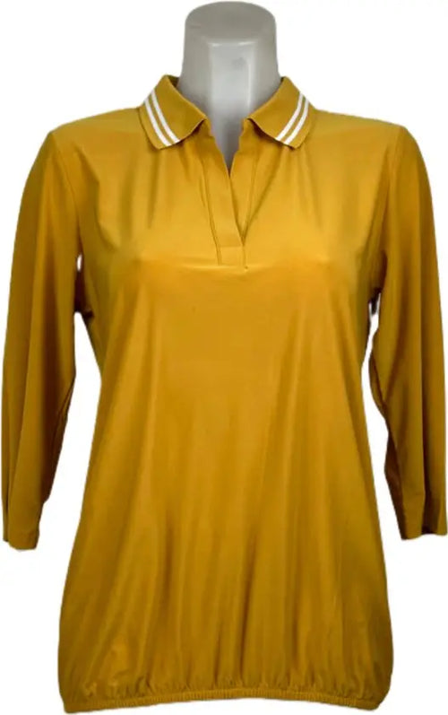 Angelle Milan – travelstof blouse – Gele Sportieve blouse met Band – Ademend – Kreukvrij – Duurzame Blouse - Mapsy B.V