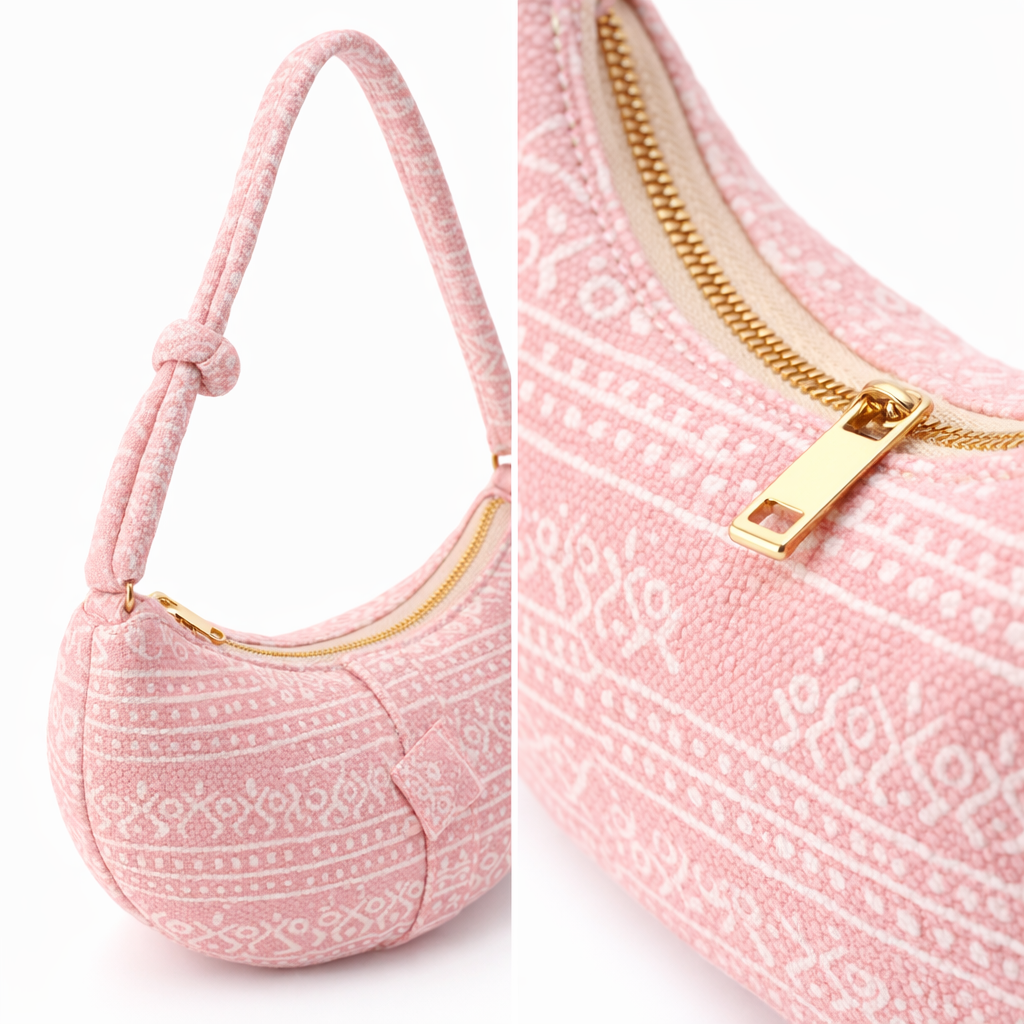 HS Handtas - Banana shape Paisley - praktisch voor dagelijks gebruik - 3 kleuren - DETAIL