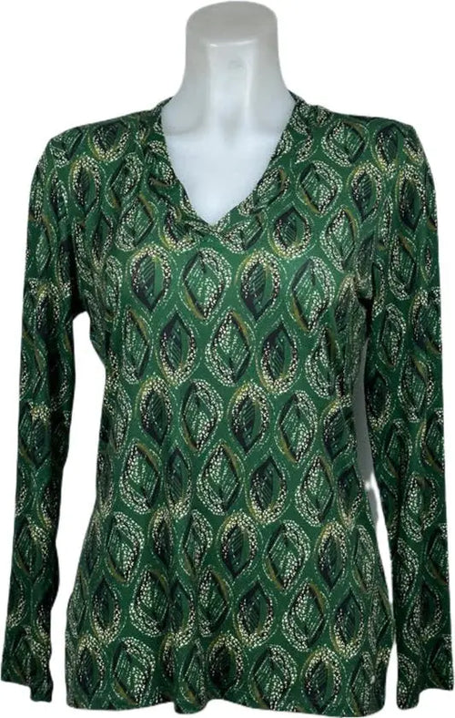 Angelle Milan – travelstof blouse – Groene glamour blouse – Ademend – Kreukvrij – Duurzame Blouse - Mapsy B.V