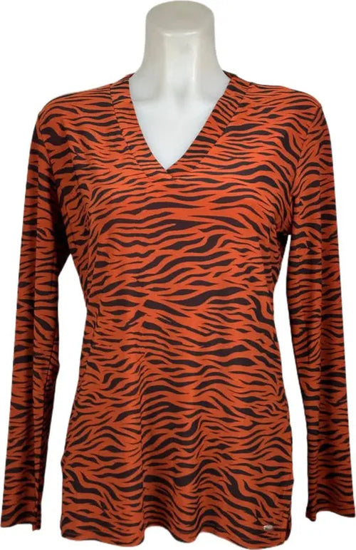 Angelle Milan – travelstof blouse – Rood Zwarte tijger blouse – Ademend – Kreukvrij – Duurzame Jurk - Mapsy B.V