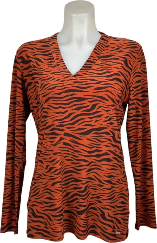 Angelle Milan – travelstof blouse – Rood Zwarte tijger blouse – Ademend – Kreukvrij – Duurzame Jurk - Mapsy B.V
