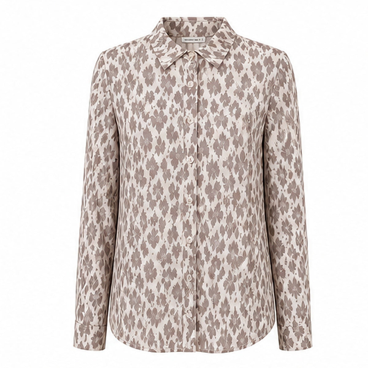Angelle Milan Travelstof Blouse - Crème Taupe Kleine Bloemenprint