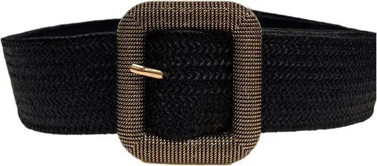 Elegante Geweven Riem – Zwart met Gouden Gesp – 120 cm – 1 Stuk