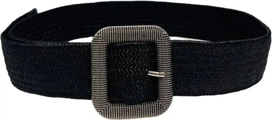 Casual Geweven Riem – Zwart met Metalen Gesp – 120 cm – 1 Stuk