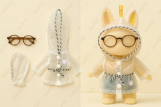 Labubu Outfit - Regenjasje met capuchon en mini bril