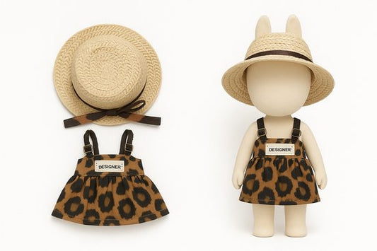 Labubu Outfit - Complete outfit: strovisor met panterdetail en panterprint jurkje