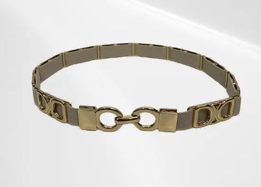 Casual riem - Metaal en Elastaan - 72 cm - Rond metaal goud - Beige - In verschillende kleuren - Mapsy B.V
