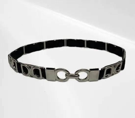 Casual riem - Metaal en Elastaan - 72 cm - Rond metaal zilver - Zwart - In verschillende kleuren