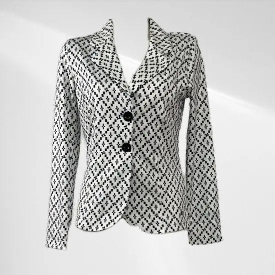 Angelle Milan - Casual travelstof blazer - Wit met ruiten - Travelstof - In 5 maten verkrijgbaar - Mapsy B.V