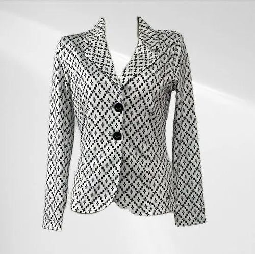 Angelle Milan - Casual travelstof blazer - Wit met ruiten - Travelstof - In 5 maten verkrijgbaar - Mapsy B.V