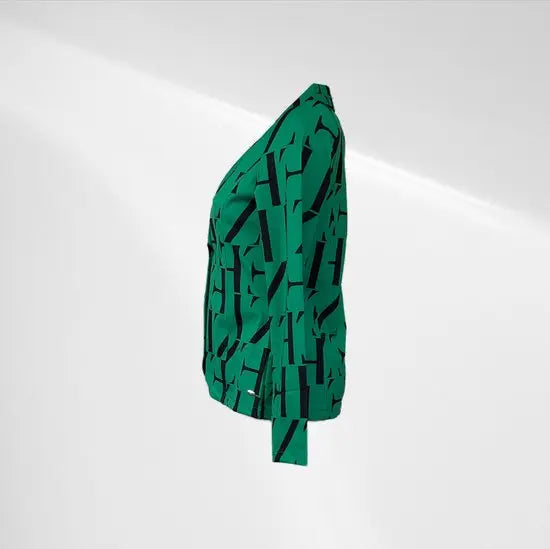 Angelle Milan - Casual travelstof blazer - Groen met zwarte letters - Travelstof - In 5 maten verkrijgbaar - Mapsy B.V