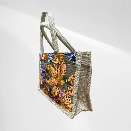 Elegante Jute Handtas met Handgemaakt Design - Natuurlijke Jute en Pailletten - Ruim en Stijlvol voor Casual en Formele Gelegenheden - in 5 varianten! - Mapsy B.V