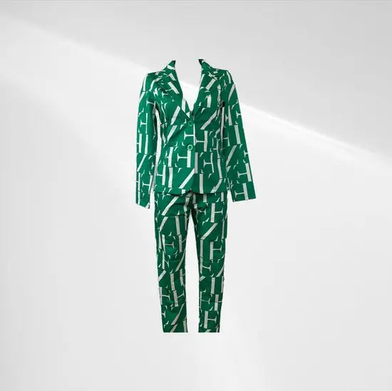 Angelle Milan - Casual travelstof blazer - Groen met witte letters - Travelstof - In 5 maten verkrijgbaar - Mapsy B.V