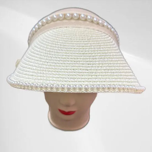 Elegante Zonneklep Met Parelversiering - Stijlvolle Bescherming Tegen de Zon - In 4 kleuren! - Mapsy B.V