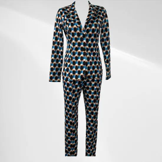 Angelle Milan - Casual travelstof blazer - Blokjes met kleuren - Travelstof - In 5 maten verkrijgbaar - Mapsy B.V