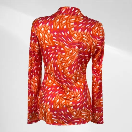 Angelle Milan - Metallic Rode travelstof Blouse voor Dames - Travelstof - Ademend - Kreukherstellend - Duurzaam - in 5 maten! - Mapsy B.V