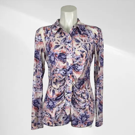 Angelle Milan - Lila Blouse voor Dames - Travelstof - Ademend - Kreukherstellend - Duurzaam - in 5 maten!