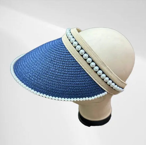 Elegante Zonneklep Met Parelversiering - Stijlvolle Bescherming Tegen de Zon - In 4 kleuren! - Mapsy B.V