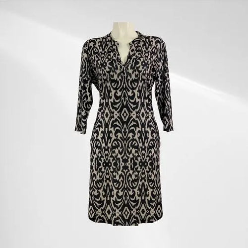 Angelle Milan - travelstof jurk voor Dames - Nacht Patroon - Strijkvrij - Flexibel - Comfortabel - In 5 maten! - Mapsy B.V