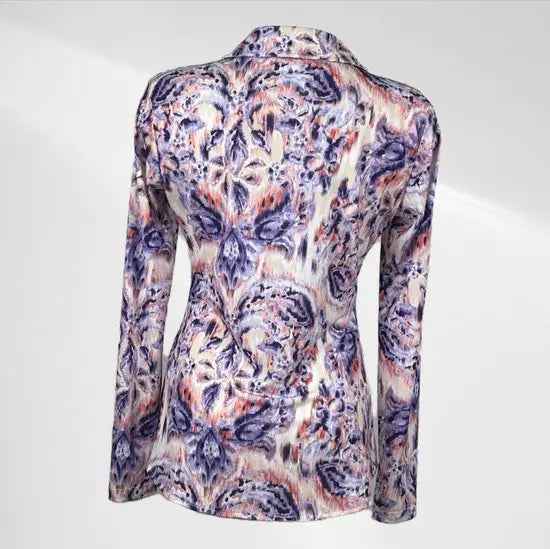 Angelle Milan - Lila Blouse voor Dames - Travelstof - Ademend - Kreukherstellend - Duurzaam - in 5 maten!