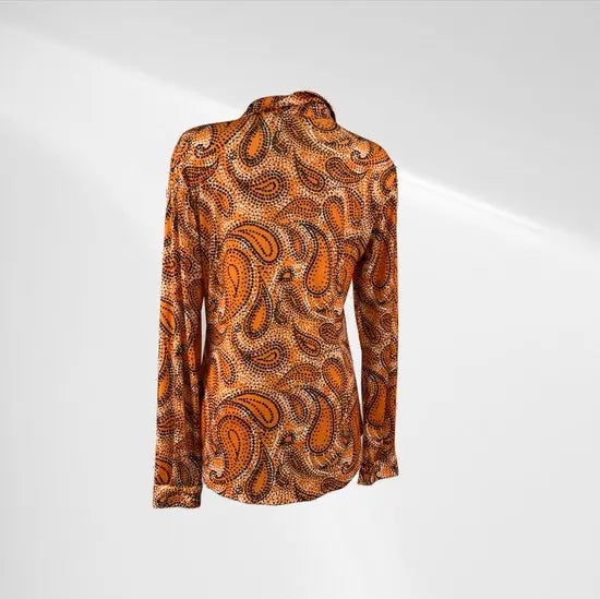 Angelle Milan - Oranje blouse met stippenpatroon - Travelstof - In 5 maten - Maat M