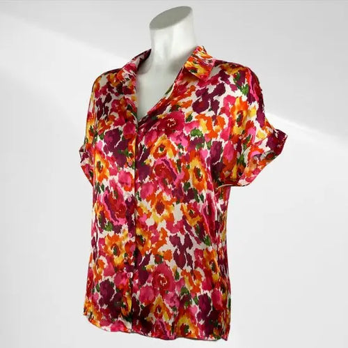 suzzy & milly Bloem Patroon Blousje met Korte Mouwen - Luchtig & Comfortabel - Moderne Stijl voor Vrouwen - Ademend Materiaal - Dynamische Uitstraling - Mapsy B.V