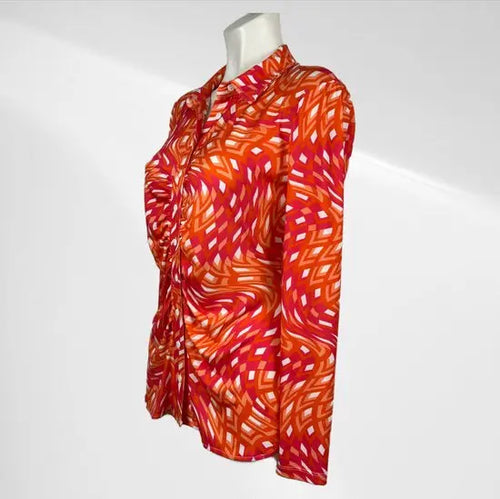 Angelle Milan - Metallic Rode travelstof Blouse voor Dames - Travelstof - Ademend - Kreukherstellend - Duurzaam - in 5 maten! - Mapsy B.V