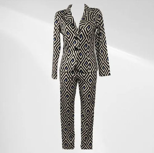 Angelle Milan - Casual travelstof broek - Beige met ruiten - Met taillekoord - Travelstof - In 5 maten beschikbaar - Mapsy B.V