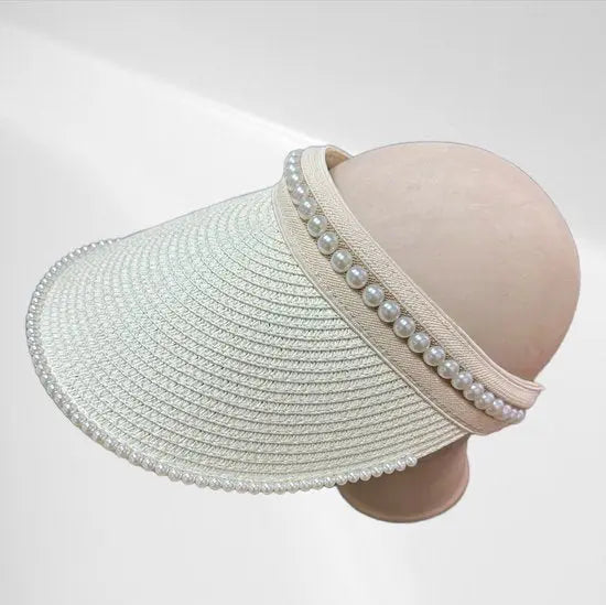 Elegante Zonneklep Met Parelversiering - Stijlvolle Bescherming Tegen de Zon - In 4 kleuren! - Mapsy B.V