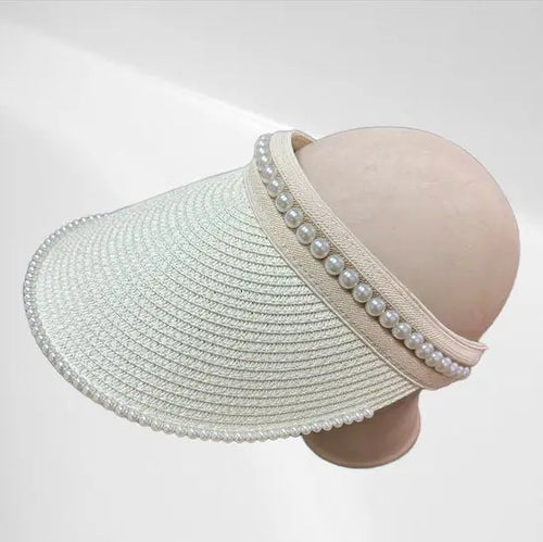 Elegante Zonneklep Met Parelversiering - Stijlvolle Bescherming Tegen de Zon - In 4 kleuren! - Mapsy B.V