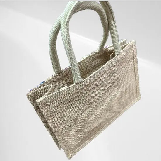 Elegante jute handtas met Handgemaakt Design - Natuurlijke Jute en Pailletten - Ruim en Stijlvol voor Casual en Formele Gelegenheden - in 5 varianten! - Mapsy B.V