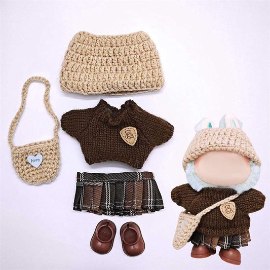 Labubu Outfit - Poppenjurkje, Trui, Muts, Tas & Schoentjes