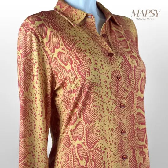 Angelle Milan - Oranje Blouse voor Dames - Travelstof - Ademend - Kreukherstellend - Duurzaam - Maat L - in 5 maten!