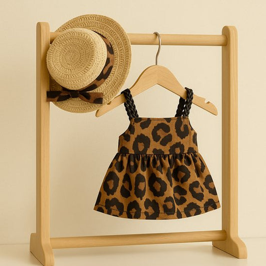 Labubu Outfit - Complete outfit: strovisor met panterdetail en panterprint jurkje
