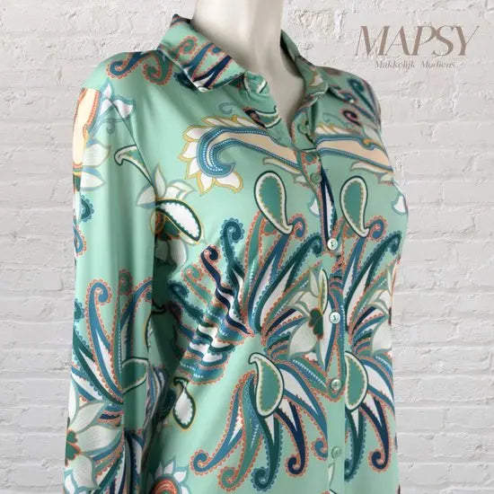 Angelle Milan - Mintgroene Blouse voor Dames - Travelstof - Ademend - Kreukherstellend - Duurzaam - Maat XXL - in 5 maten!